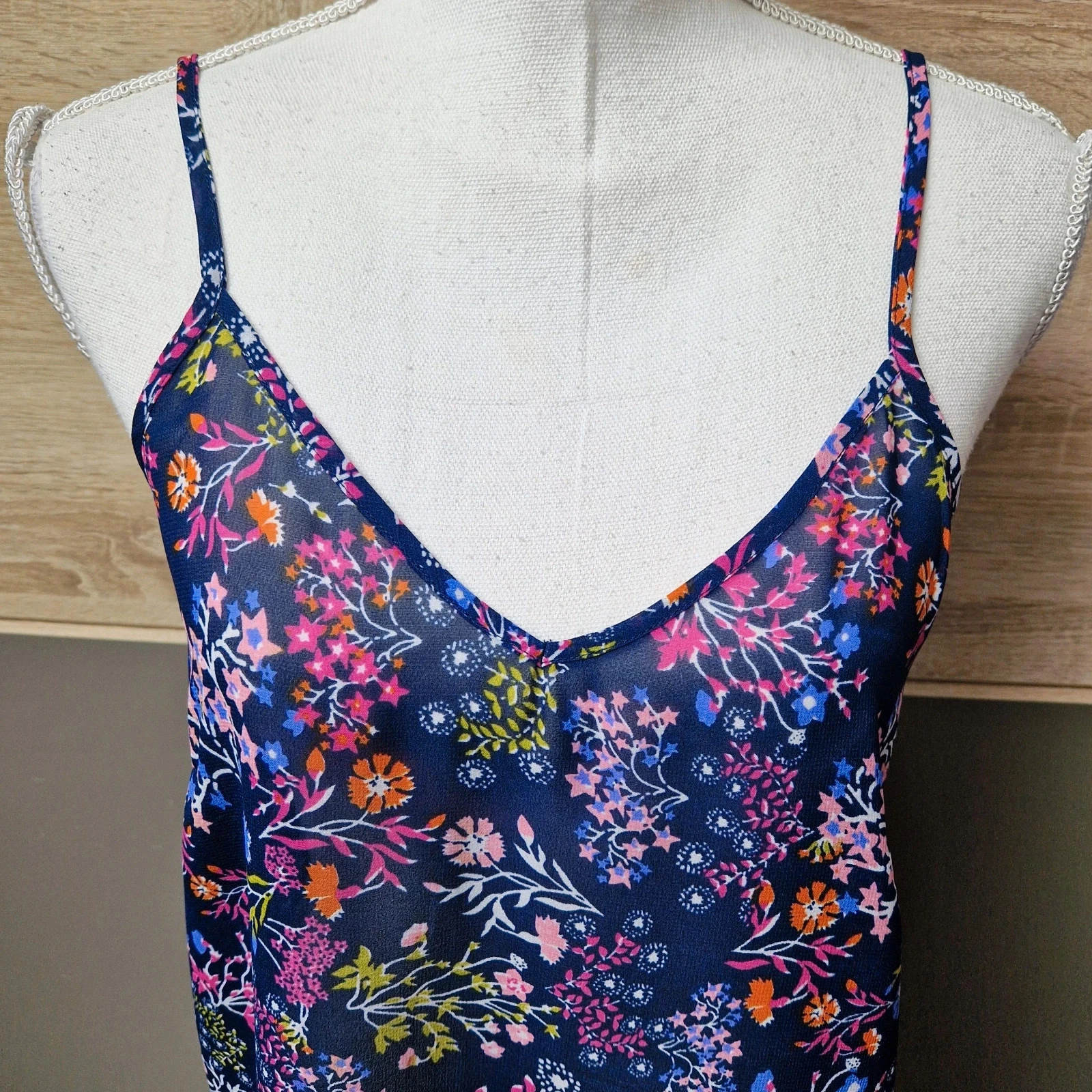 Bleu bonheur floral sheer tank top Size 38 – photo 2